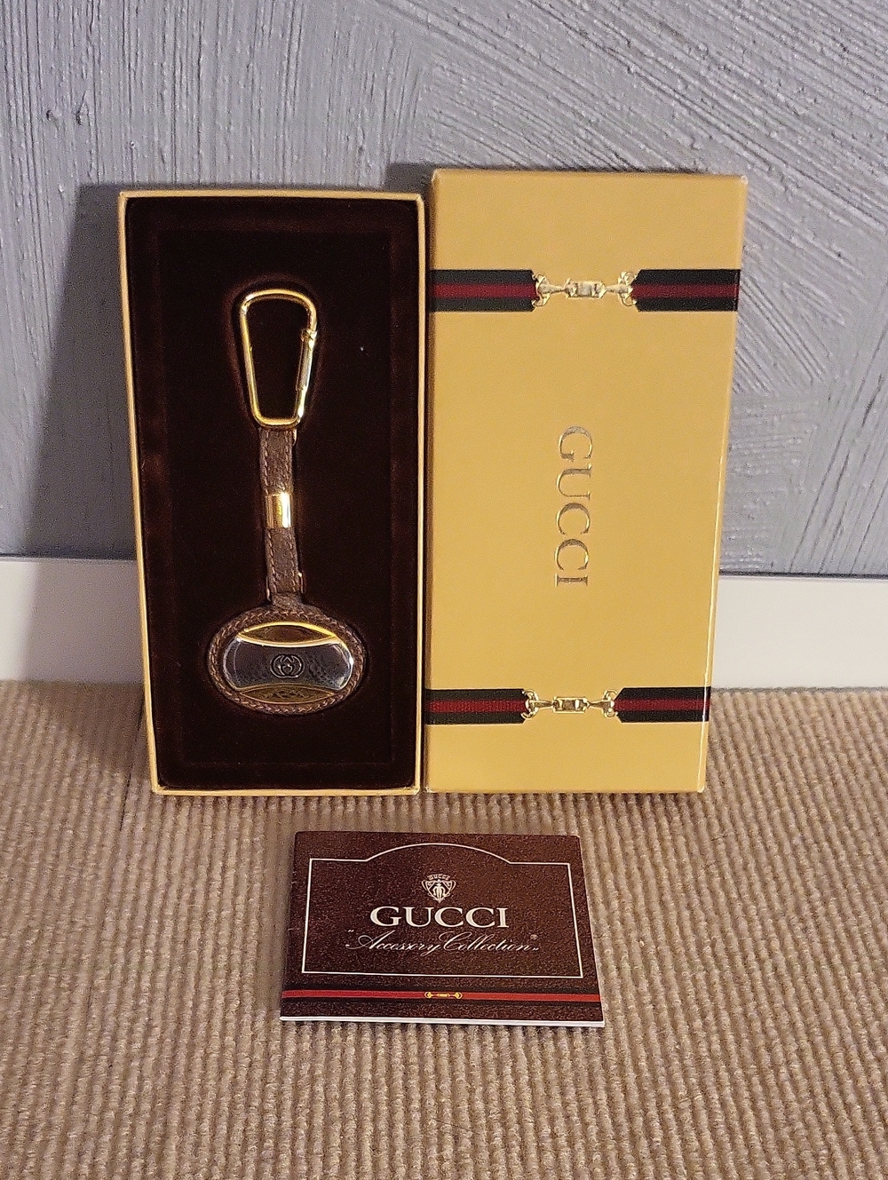 Vintage 70s Gucci Key Chain Featuring Gold and Silver Hardware